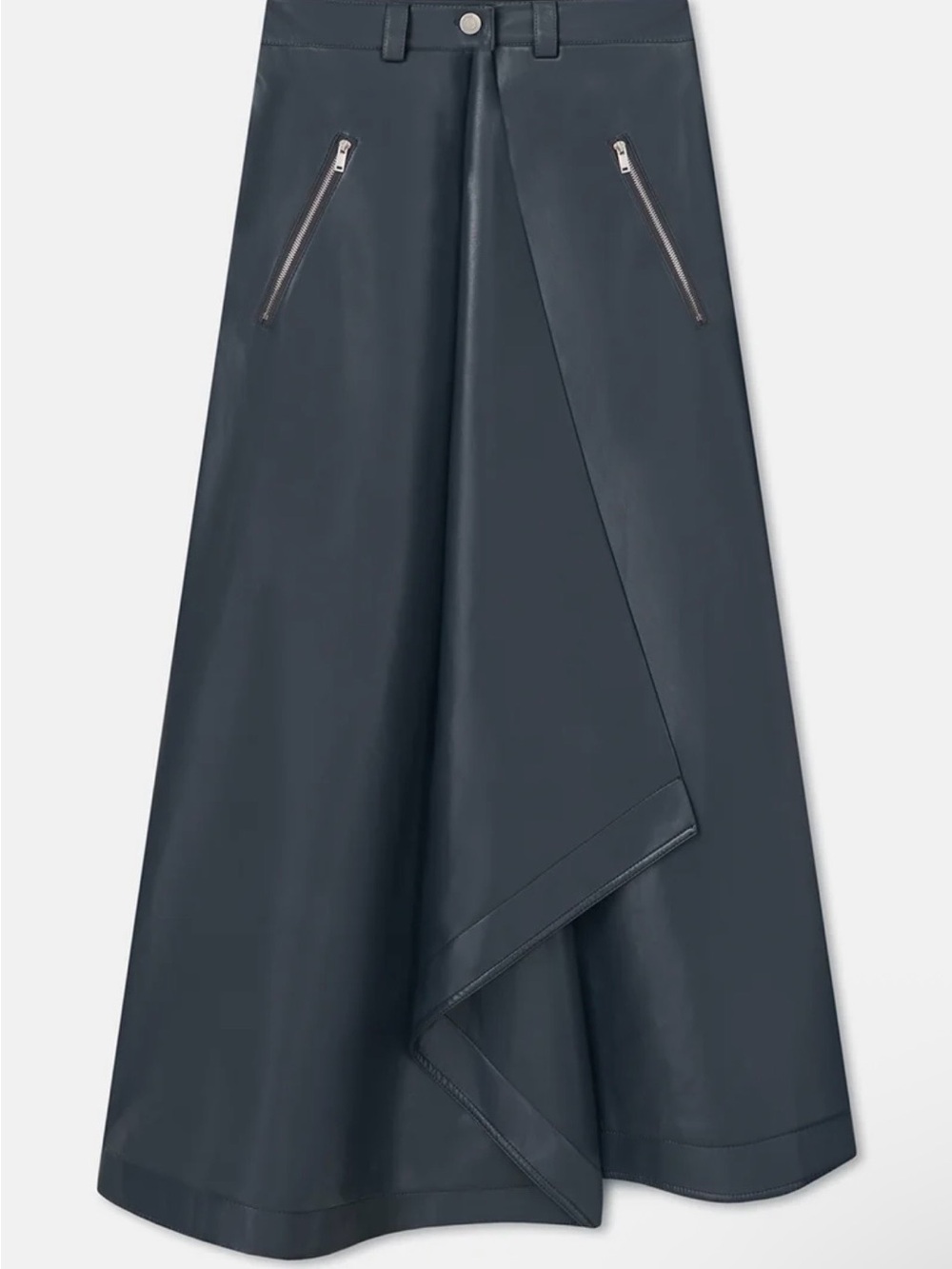 NWT Nanushka NEITH Draped Okobor Alt Leather Skirt in Steel Blue - Size XS